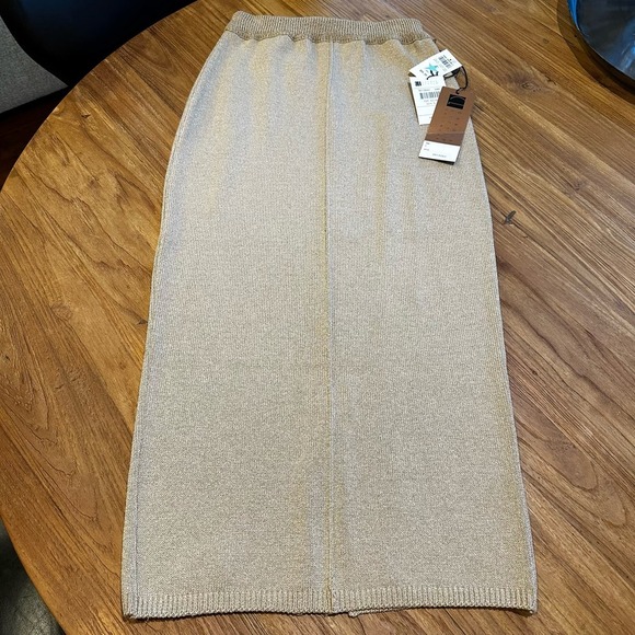 Vintage American Carole Little Deadstock NWT Women’s Tan Knit Maxi Skirt - Picture 1 of 6